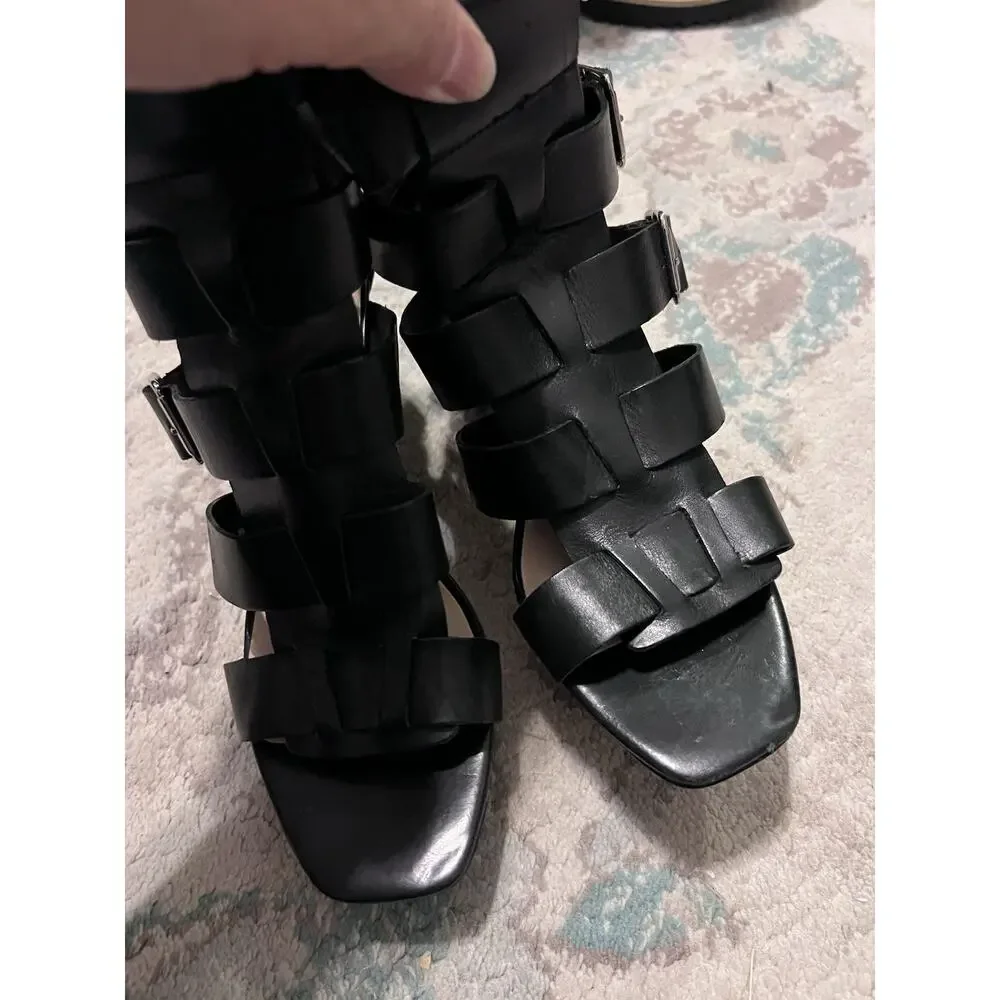 Loeffler Randall Womens Leather Gladiator Strappy Heel Sandals Black Size 8 B